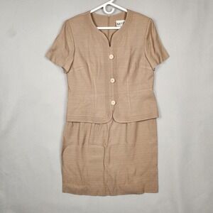 Vintage S L Petites Skirt Suit Womens Medium Short Sleeve Lined Made USA 90s